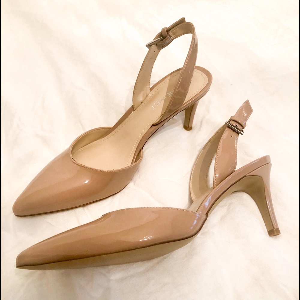 NWOT Women’s Nine West Nude Patent Slingback Heels